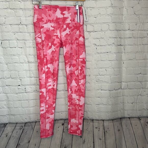 TOMMY HILFIGER Women's Sport Full-Length Tight Fit Leggings NWT Pink Camo Small - Picture 1 of 10